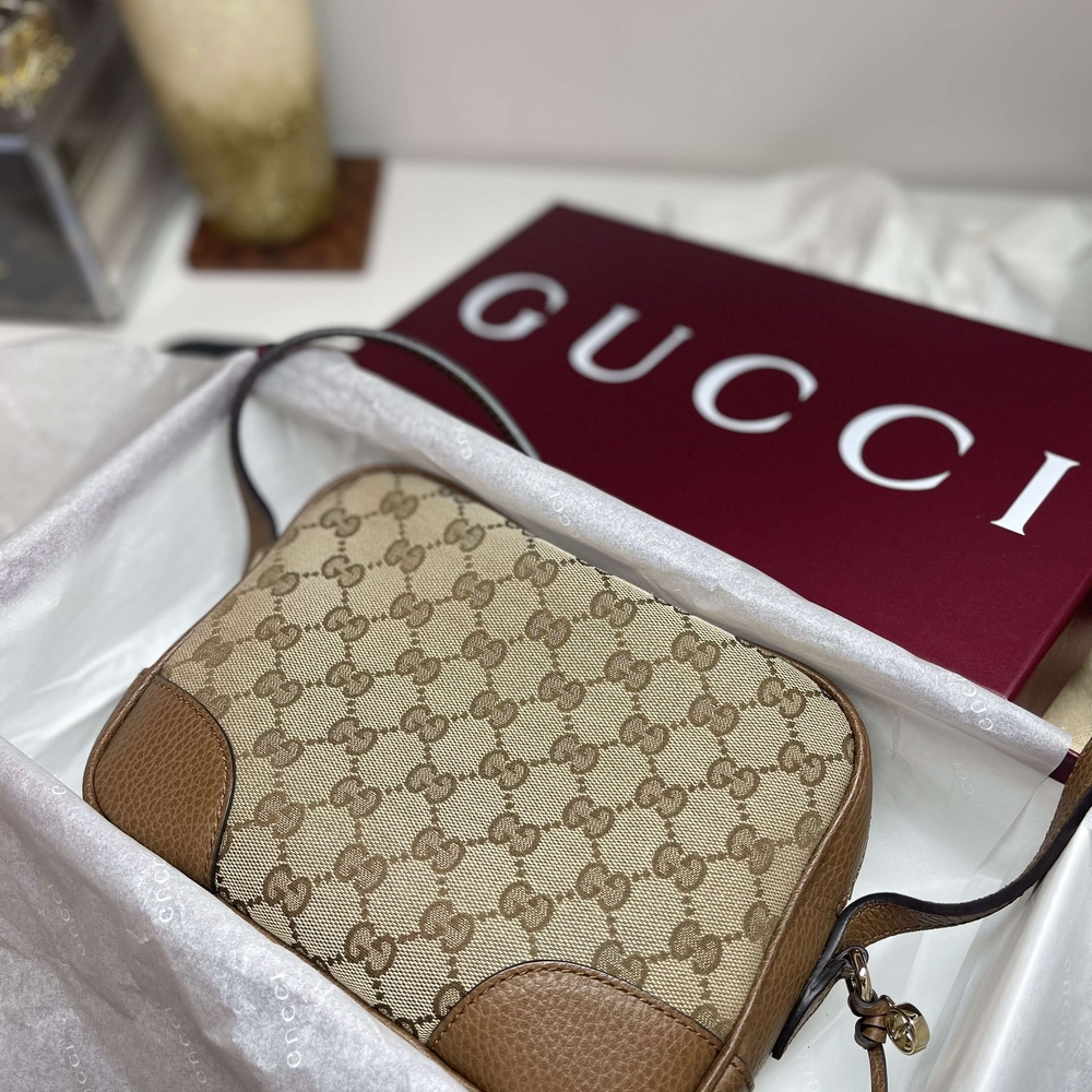 Gucci Tan and Brown Monogram Crossbody Bag